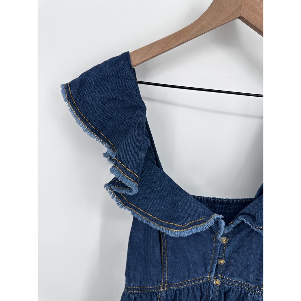 Pilcro Sweetheart Flutter Sleeve Denim Button Down Maxi Dress Small Blue Pockets - Picture 6 of 14